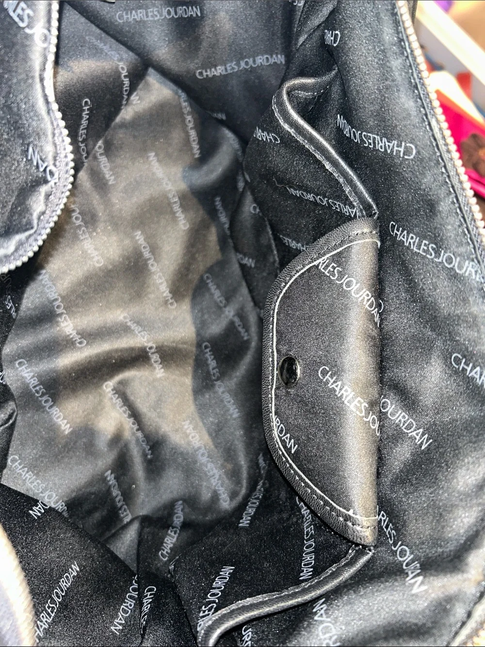 Charles Jourdan Black Textured Leather Travel Tote - Picture 3 of 3